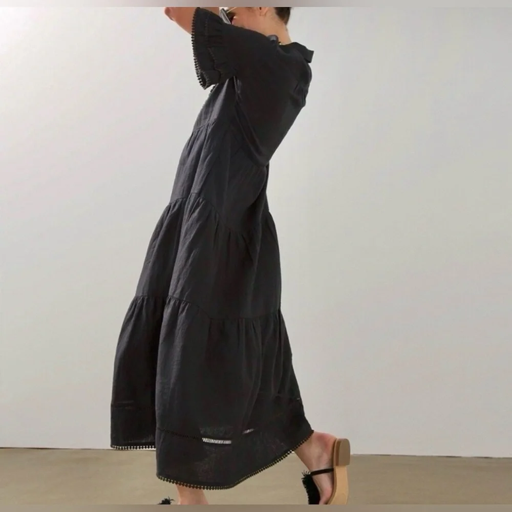 Chico’s Linen Black Maxi Dress - Picture 2 of 5